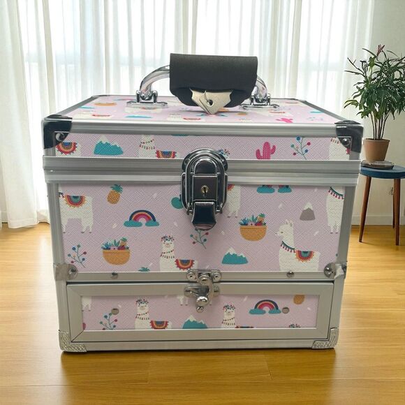 NEW RAINBOW ALPACA PATTERN JEWELRY MAKEUP CASE 82Z GIRLS - Picture 2 of 13